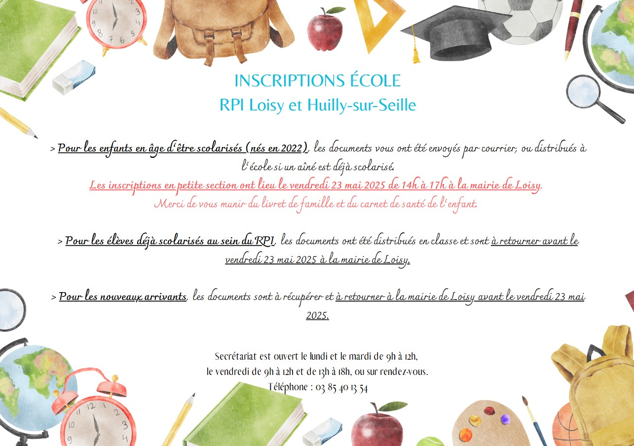 Inscriptions Ecole 2025 Inscriptions école - 2025