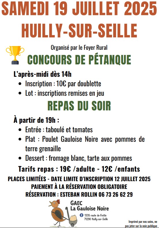 Foyer Rural : concours de pétanque et repas du terroir