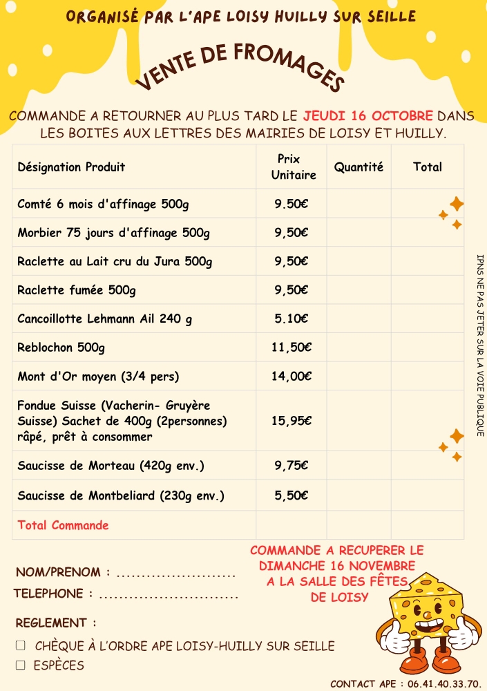 Affiche-Fromage APE - 2025 Affiche fromage APE - 2025