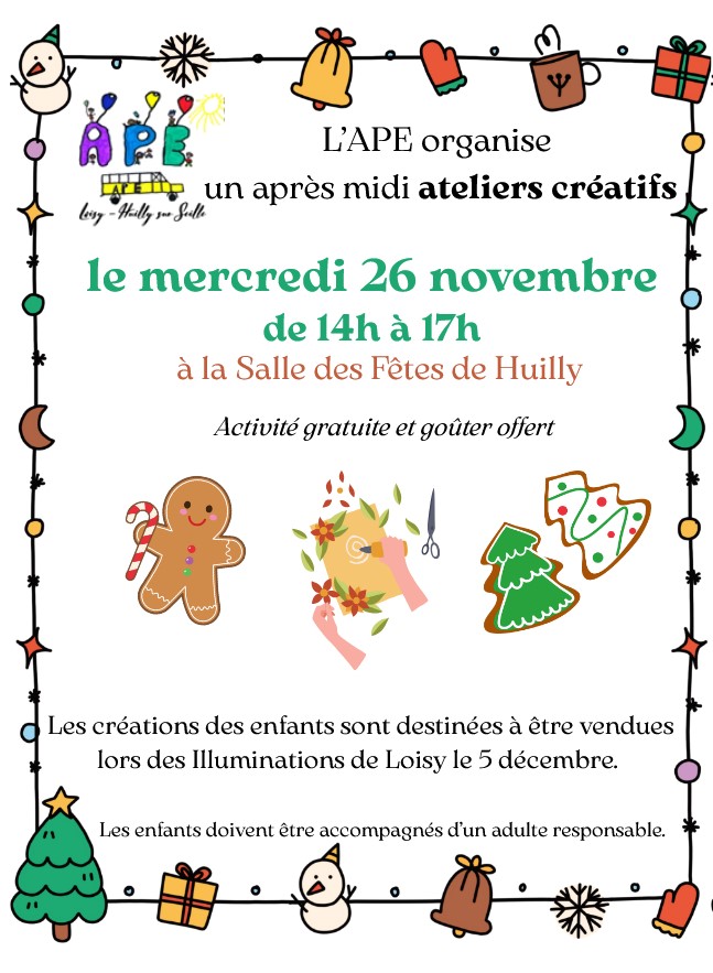 Ateliers créatifs APE - 2025